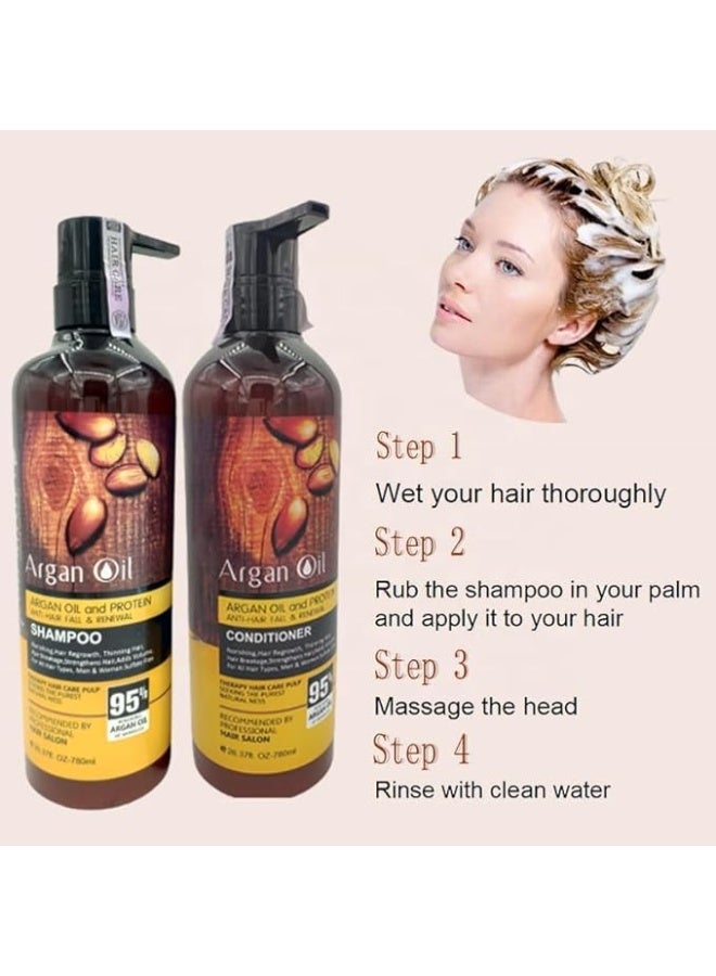 Protein queen Argan-Oil of Morocco CONDITIONER (Anti-Hair Fall & Renewal), Sulfate Free, Perfect for Damaged, Dry, Curly, Frizzy Hair - Thickening Formula for Fine/Thin Hair, Keratine Treat for Hair. - Image 2