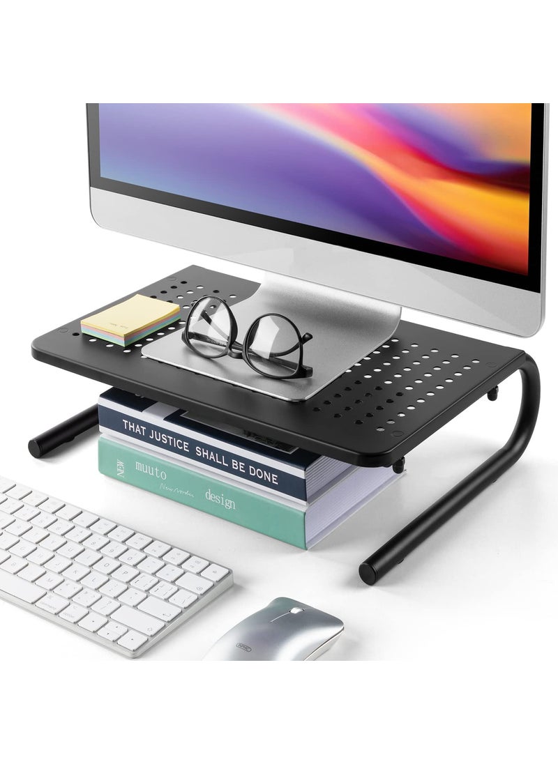 FWQPRA FWQPRA Monitor Stand Riser Monitor Riser Laptop Stand Laptop ShelfVented Metal for Screen Laptops Printer for Home Office Black  - Image 2