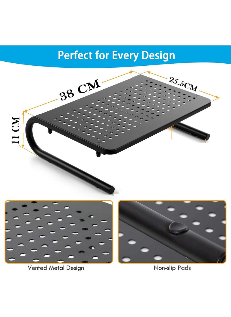 FWQPRA FWQPRA Monitor Stand Riser Monitor Riser Laptop Stand Laptop ShelfVented Metal for Screen Laptops Printer for Home Office Black  - Image 3