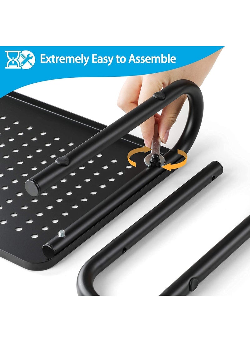 FWQPRA FWQPRA Monitor Stand Riser Monitor Riser Laptop Stand Laptop ShelfVented Metal for Screen Laptops Printer for Home Office Black  - Image 5
