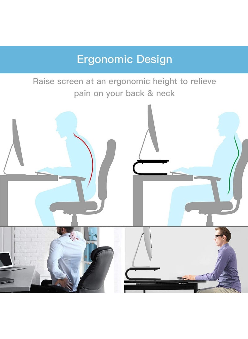 FWQPRA FWQPRA Monitor Stand Riser Monitor Riser Laptop Stand Laptop ShelfVented Metal for Screen Laptops Printer for Home Office Black  - Image 4