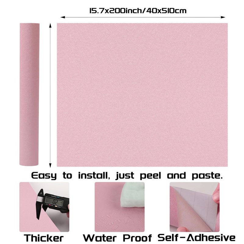 LOVADA Peel and Stick Wallpaper Pink Silk Wall Paper - 15.7 x 200 Inch Self Adhesive Wallpaper Peel and Stick, Easy to Paste Wall Contact Paper for Stand Liner, Table and Door Makeover Decor - Image 2