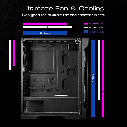GAMDIAS ATX Mid Tower Gaming Computer Case for Desktops & PC, 2X 200mm ARGB LED PC Case Fans Sync with Motherboards, Support Front 360mm & Top 240mm Cooler, Front & Side Tempered Glass Black - Image 3