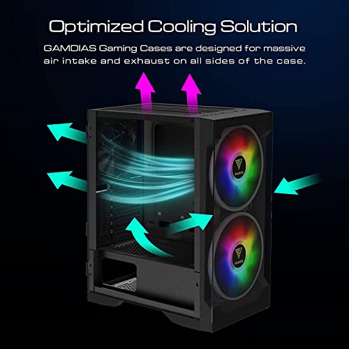 GAMDIAS ATX Mid Tower Gaming Computer Case for Desktops & PC, 2X 200mm ARGB LED PC Case Fans Sync with Motherboards, Support Front 360mm & Top 240mm Cooler, Front & Side Tempered Glass Black - Image 5
