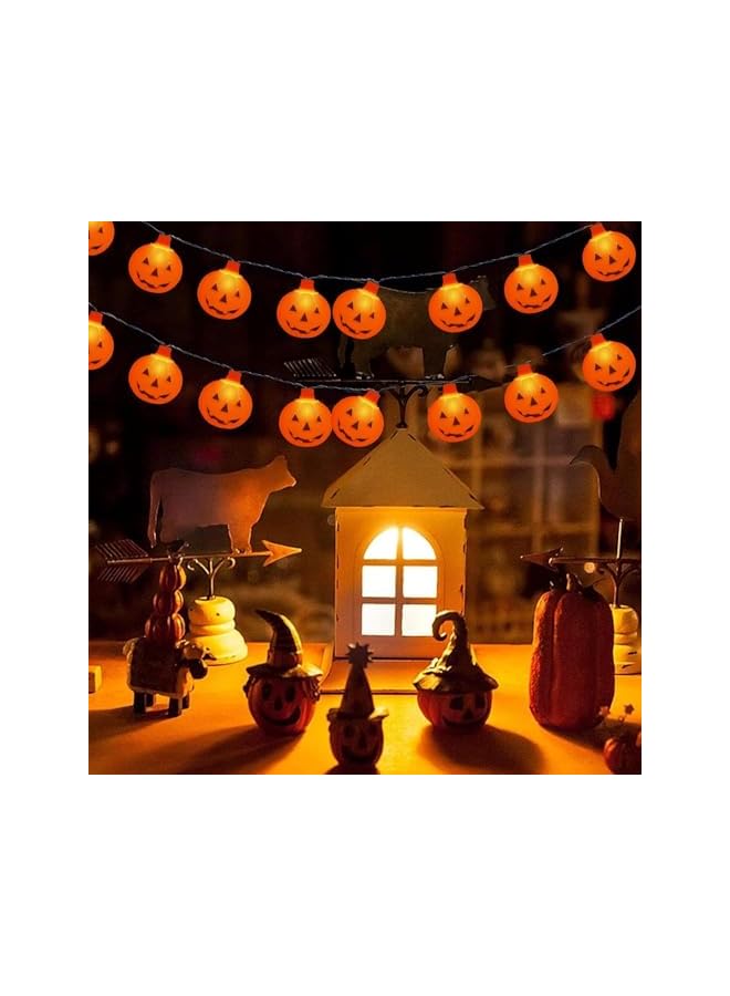 The Bros Halloween Pumpkin String Lights, 9ft 20 Led Waterproof Battery Operated Lights, 2 Modes Steady/Flickering Lights for Indoor Outdoor Bedroom Holiday Party Halloween Decoration  - Image 3