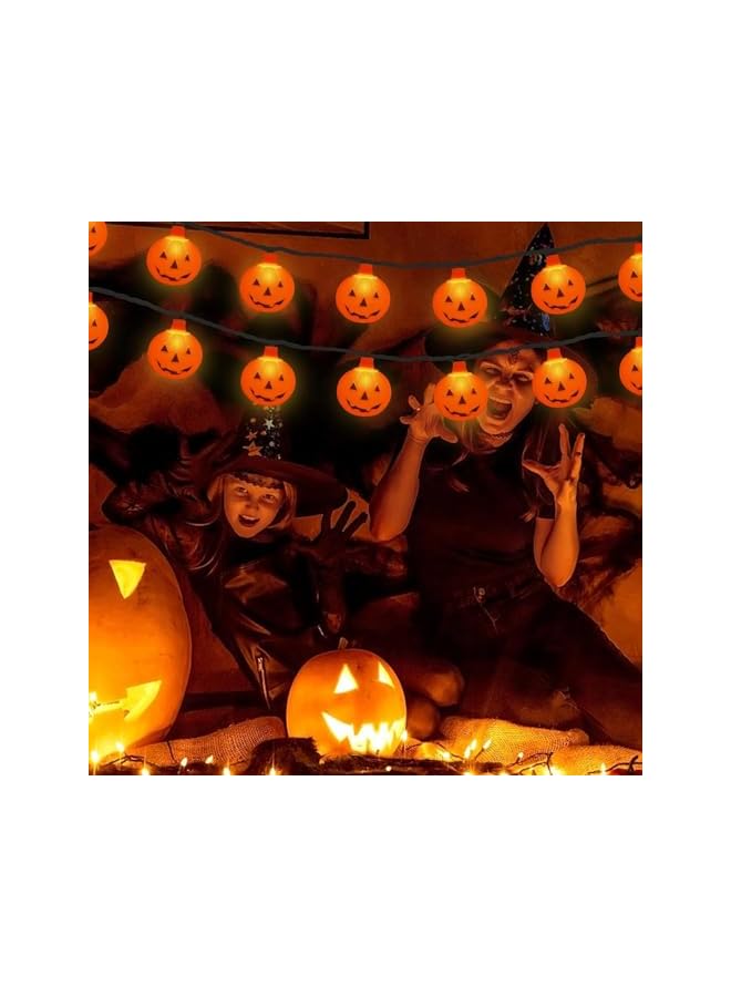 The Bros Halloween Pumpkin String Lights, 9ft 20 Led Waterproof Battery Operated Lights, 2 Modes Steady/Flickering Lights for Indoor Outdoor Bedroom Holiday Party Halloween Decoration  - Image 4