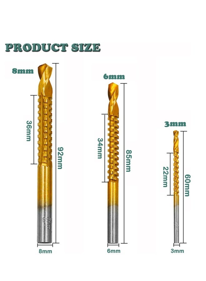 6 Pieces Titanium Coated Drill Bit Set 3pc Step Drill Bit 4-12mm 4-20mm 4-32mm 3pc Twist Drill Bit 3mm 6mm 8mm for DIY Plastic Wood Metal Aluminum Copper Drilling - Image 4