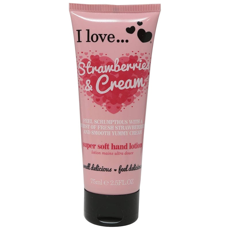 I Love Strawberries and Cream Super Soft Hand Lotion  Hand Lotion for Dry Skin  Sweet Long Lasting Fragrance  Organic Hand Cream  25 oz