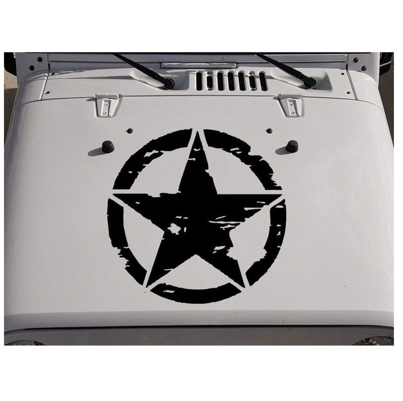 CVANU Large Military Star Sticker for Jeep Bonnet Stickers & Decal (Size:- 59X59 cm.) Black - Image 1