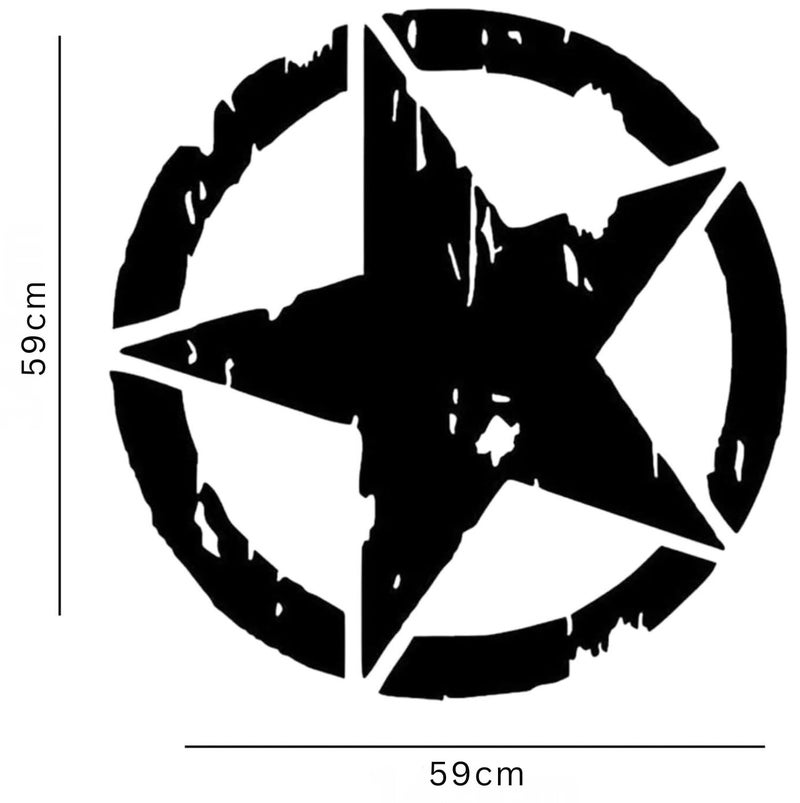 CVANU Large Military Star Sticker for Jeep Bonnet Stickers & Decal (Size:- 59X59 cm.) Black - Image 5