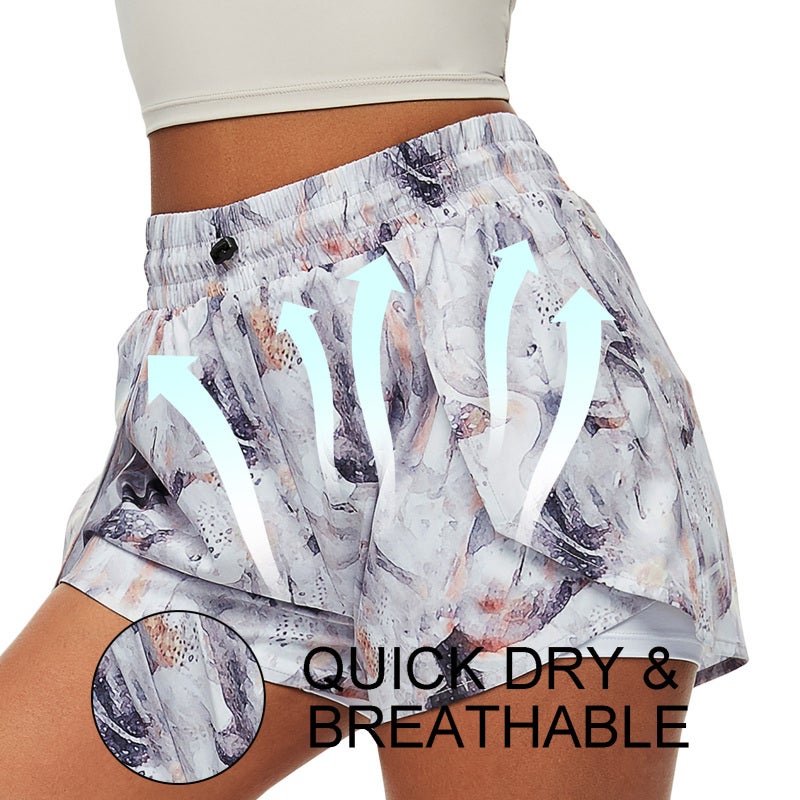 Large Blue Skinny Shorts - Quick-dry Breathable Fabric Built-in Shorts Sport Shorts for Gym Yoga Running And Intense Exercises - Image 2