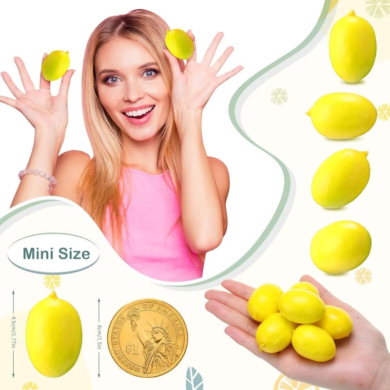 Pluzmecalm 20 قطعة من ثمار الليمون الأصفر الصغير المزيف، خضروات وفواكه من الفوم البلاستيكي تستخدم كزينة للحفلات المنزلية ودعائم التصوير الفوتوغرافي الحرفية وهدية بطول 3-6 سم للزينة، صغيرة الحجم، فواكه صناعية، منتجات ديكور المنزل - Image 2