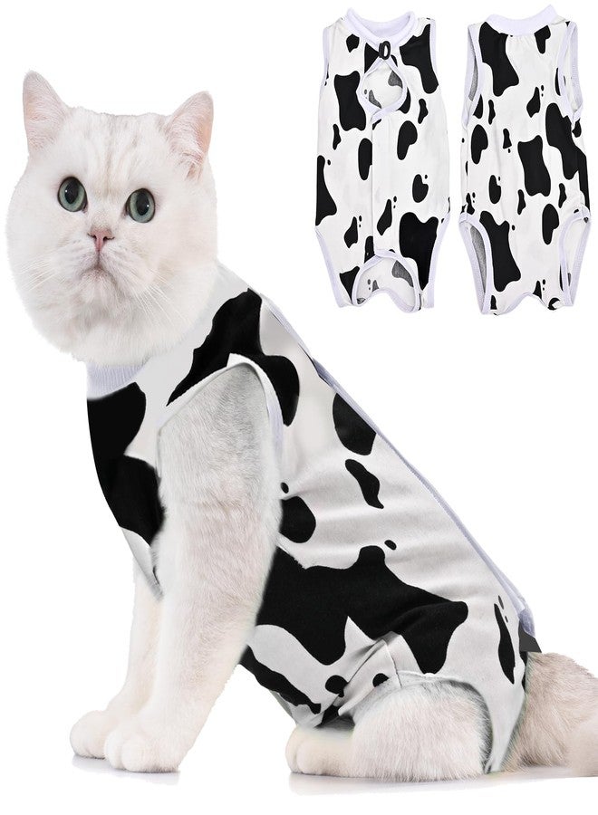 Avont Cat Recovery Suit - Kitten Onesie for Cats After Surgery, Cone of Shame Alternative Surgical Spay Suit for Female Cat, Post-Surgery or Skin Diseases Protection -Cow(M) - Image 1
