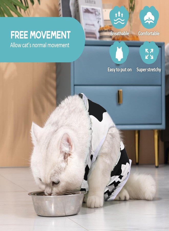 Avont Cat Recovery Suit - Kitten Onesie for Cats After Surgery, Cone of Shame Alternative Surgical Spay Suit for Female Cat, Post-Surgery or Skin Diseases Protection -Cow(M) - Image 3