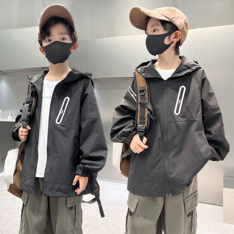 Boys' Coat Western Style Big Children'S Windbreaker Assault Coat Hooded Jacket Coat - Image 4