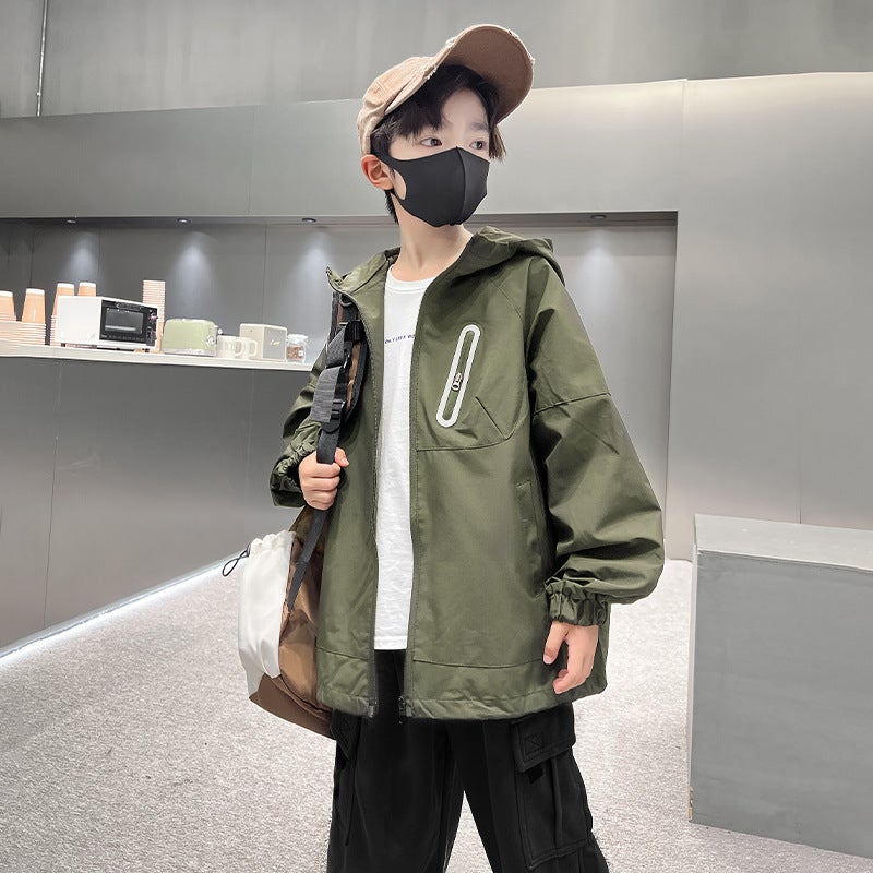 Boys' Coat Western Style Big Children'S Windbreaker Assault Coat Hooded Jacket Coat - Image 5