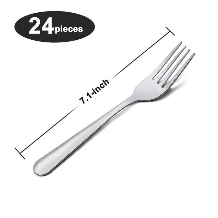 Unokit Stainless Steel Dinner Forks Silverware - 24 Pieces (7.1 Inch) Silver Dinner Forks Set of 24, Forks Set, Flatware Forks for Home, Kitchen or Restaurant, Mirror Polished, Dishwasher Safe - Image 2