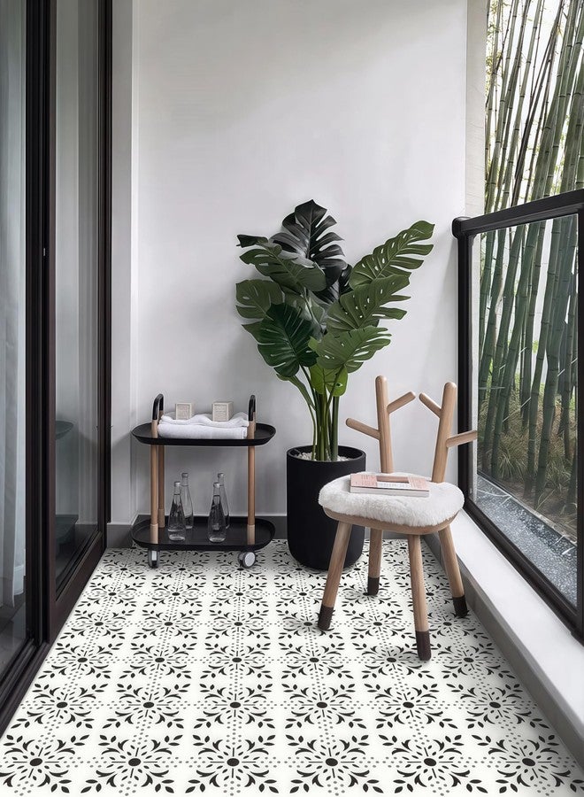 MORCART Peel and Stick Floor Tile, 7.87"x 7.87" Vinyl Flooring Waterproof DIY Flooring for Bathroom, Kitchen, Fireplace, Stairs, Bedrooms, Wall, Pantry Room - 20 Pcs Black White Gray - Image 5