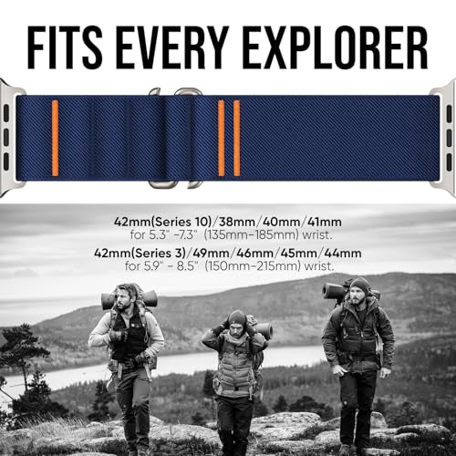 Suitisbest Sport Bands Compatible with Apple Watch Ultra Band 49mm 46mm 45mm 44mm 42mm Men, Stretchy Nylon Sport Loop Strap with S-Hook for iWatch Series 11 10 9 8 7 6 5 4 3 2 1, SE 3 2 1, Ultra 3 2 1 - Image 5
