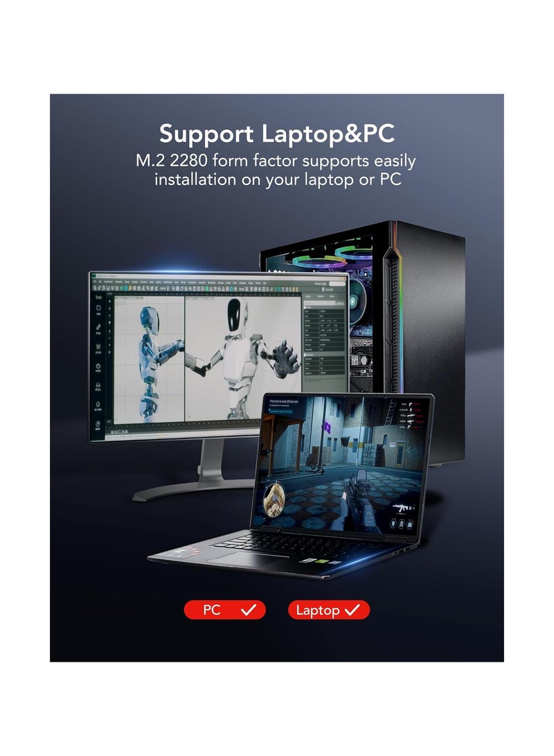 ليكسار قرص صلب داخلي Lexar NM610PRO سعة 500GB، M.2 2280 PCIe Gen3x4 NVMe 1.4، سرعة قراءة تصل إلى 3300MB/s، سرعة كتابة تصل إلى 1700MB/s، أقراص SSD داخلية بتقنية 3D NAND للكمبيوتر المحمول، سطح المكتب، الكمبيوتر - Image 5