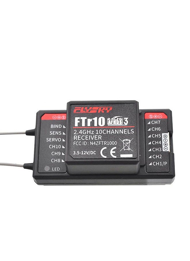 FlySky FTR10 2.4G 10CH AFHDS 3 RC Receiver Dual Antenna Support i-BUS/S-BUS/PPM Output for PL18 Transmitter RC Drone Airplane Helicopter