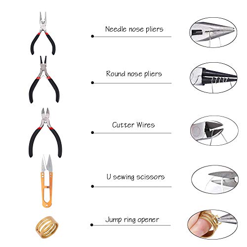 Miular Jewelry Pliers Set: Round Nose, Wire Cutters, Needle Nose, U Sewing Scissors & Jump Ring Opener - Black, Ergonomic Grip, Limited Warranty - Image 2