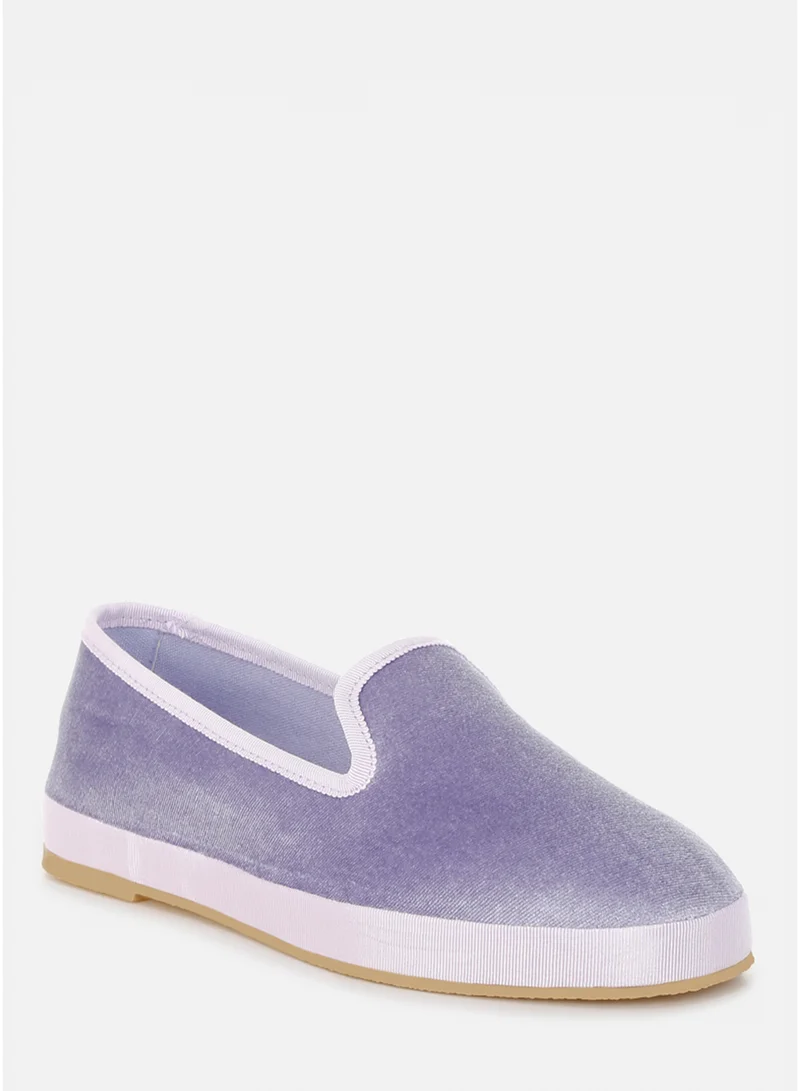 London Rag Velvet Round Toe Slip-On Loafers in Lilac