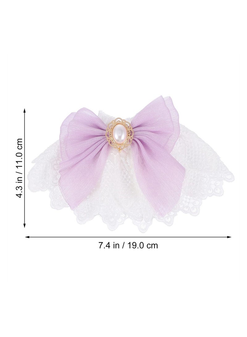 KASTWAVE 1 Pair Lolita Sleeves Lady Wrist Cuffs, Wrist Gloves Cover Short Wrist Cuff Fake arm Sleeves Fake Sleeve Pleated Wrist Cuffs Bride Dress Girl Detachable Lace Trumpet - Image 2