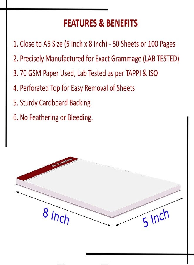 PG Creations A5 Size, Pack of 3 Pads, Unruled Notepads for Writing, 50 Sheets per Pad, 70 Gsm Plain Blank Paper Writing Pads for Office, Home & Students, 5x8 Inch, White - Image 2