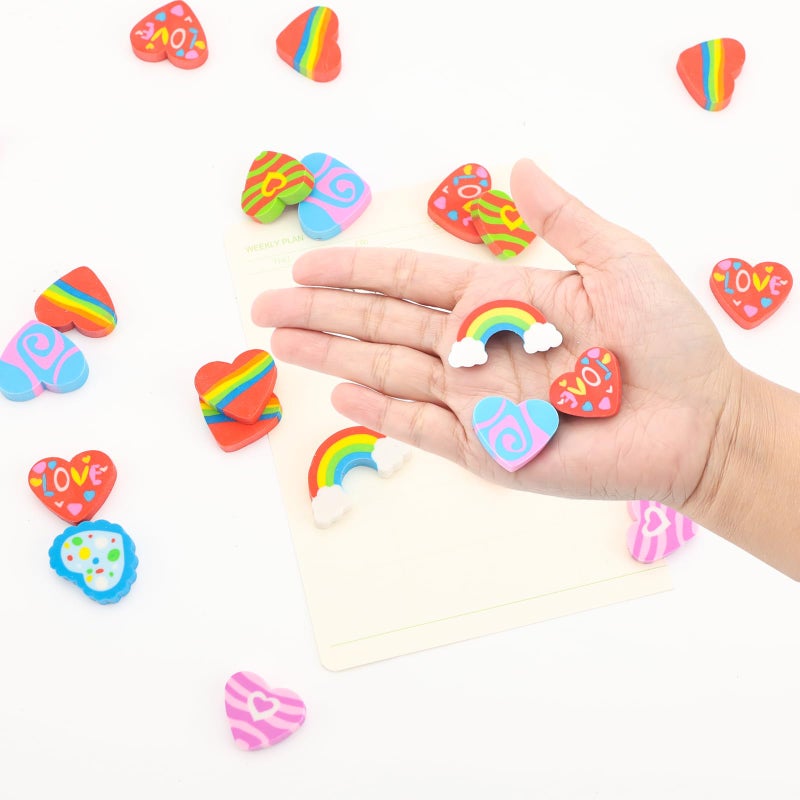 HSONAIGEE 48 Pieces Valentine Erasers Cute Heart Pencil Eraser Bulk for Valentine Day Party Favor Rewards Prizes Gift Filler - Image 2