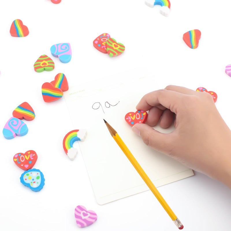 HSONAIGEE 48 Pieces Valentine Erasers Cute Heart Pencil Eraser Bulk for Valentine Day Party Favor Rewards Prizes Gift Filler - Image 4