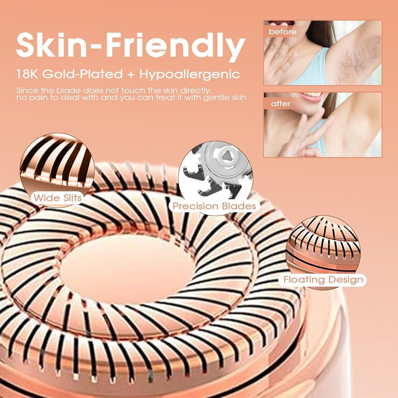 gurelax Replacement Heads for Finishing Touch Flawless Facial Hair Remover Device for Women, Replacement Blades for Flawless Replacement Heads Gen 2, 18k Gold with Flannel Bag (4) - Image 5