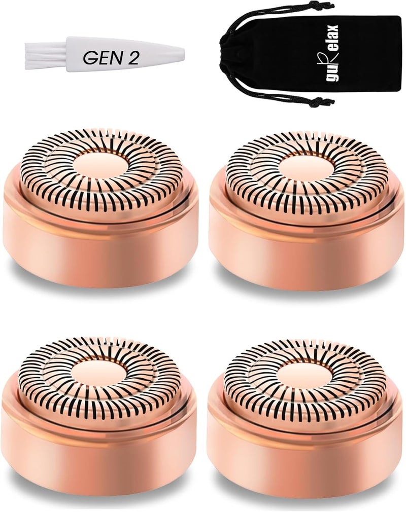 gurelax Replacement Heads for Finishing Touch Flawless Facial Hair Remover Device for Women, Replacement Blades for Flawless Replacement Heads Gen 2, 18k Gold with Flannel Bag (4) - Image 1