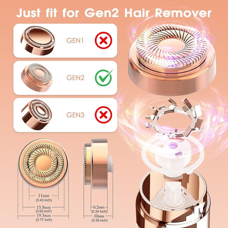 gurelax Replacement Heads for Finishing Touch Flawless Facial Hair Remover Device for Women, Replacement Blades for Flawless Replacement Heads Gen 2, 18k Gold with Flannel Bag (4) - Image 3