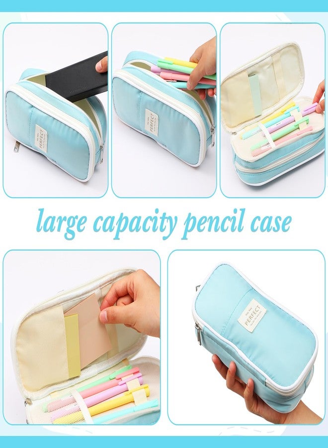 Lincia 30 Pcs Aesthetic School Supplies with Pencil Case 6 Mechanical Pencil 5 Ballpoint Pen 5 Quick Dry Pen 6 Pastel Highlighter Transparent Sticky Index Tab for Student Stationary Essentials(Blue) - Image 4