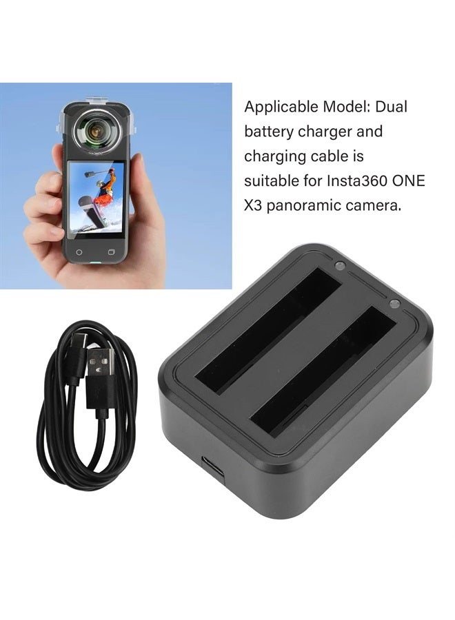 PUSOKEI محور الشحن السريع لكاميرا Insta360 ONE X3، شاحن بطارية مزدوج لكاميرا Insta360 ONE X3، ملحقات insta360 x3، واجهة شحن USB C - Image 2