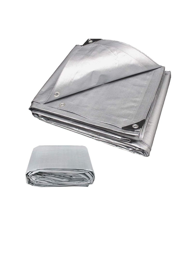 Waterproof Ground Cover Tent Shelter Dust-proof Rain Cover Tarpaulin Sheet (30 x 30, SILVER) - Image 1