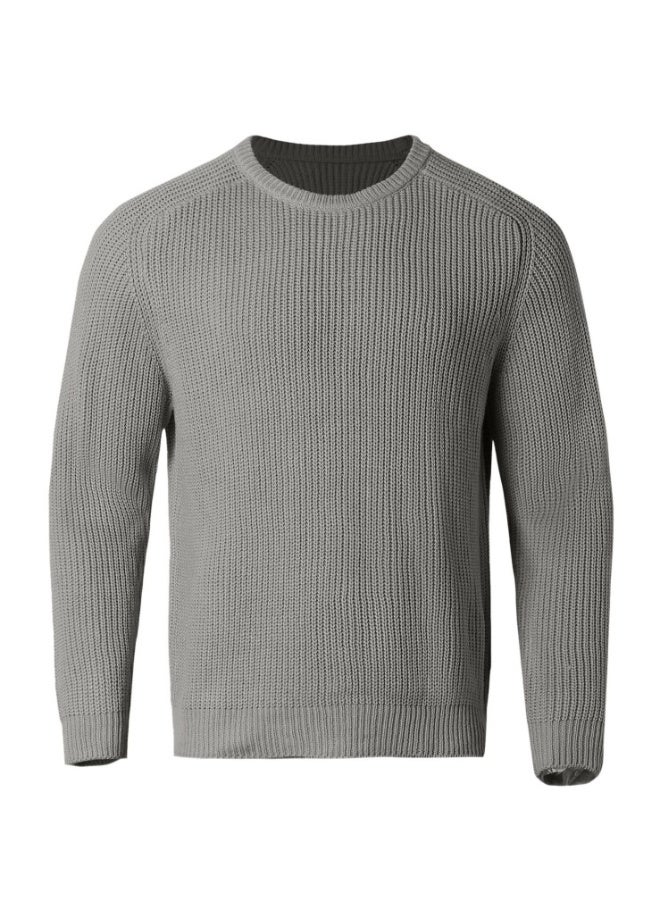 NIBEMINENT Fashion Autumn Winter  Men's Sweater Long Sleeve Round Neck Casual Men Knitted Jacquard Pullover Solid Tshirt Man Tops - Image 2