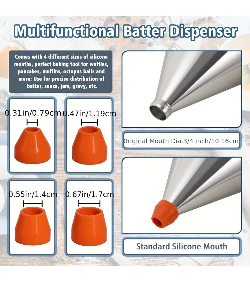 Pancake Batter Dispenser Stainless Steel With Squeeze Handle Large 40 58 Oz For Funnel Cake Cupcake And Sel Roti Maker Candle Wax Pourer Durable Leak Free Easy To Clean - Image 5
