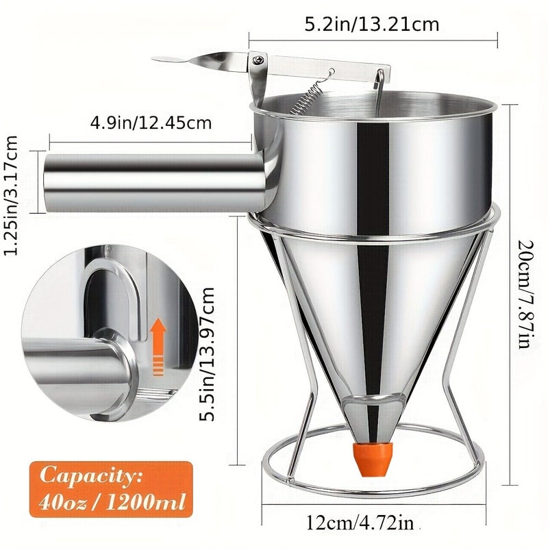 Pancake Batter Dispenser Stainless Steel With Squeeze Handle Large 40 58 Oz For Funnel Cake Cupcake And Sel Roti Maker Candle Wax Pourer Durable Leak Free Easy To Clean - Image 4