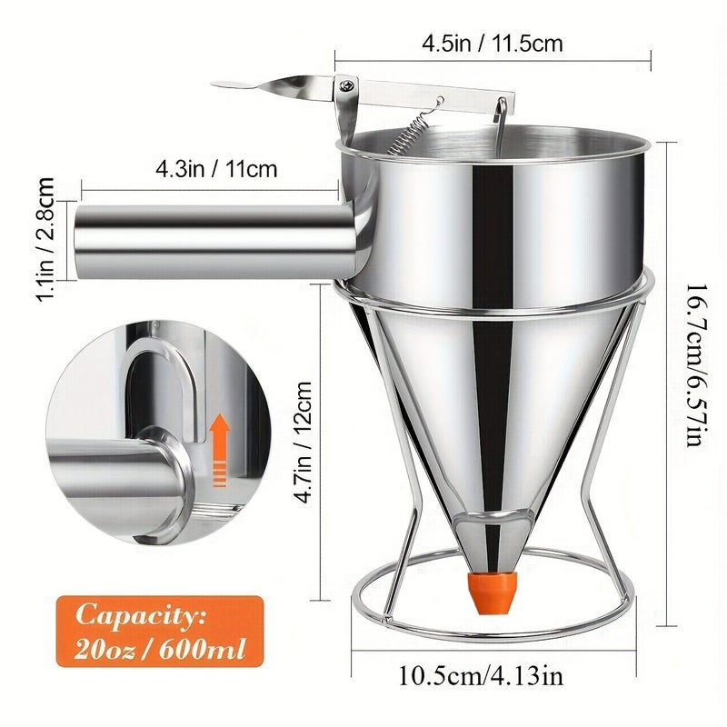 Pancake Batter Dispenser Stainless Steel With Squeeze Handle Large 40 58 Oz For Funnel Cake Cupcake And Sel Roti Maker Candle Wax Pourer Durable Leak Free Easy To Clean - Image 3