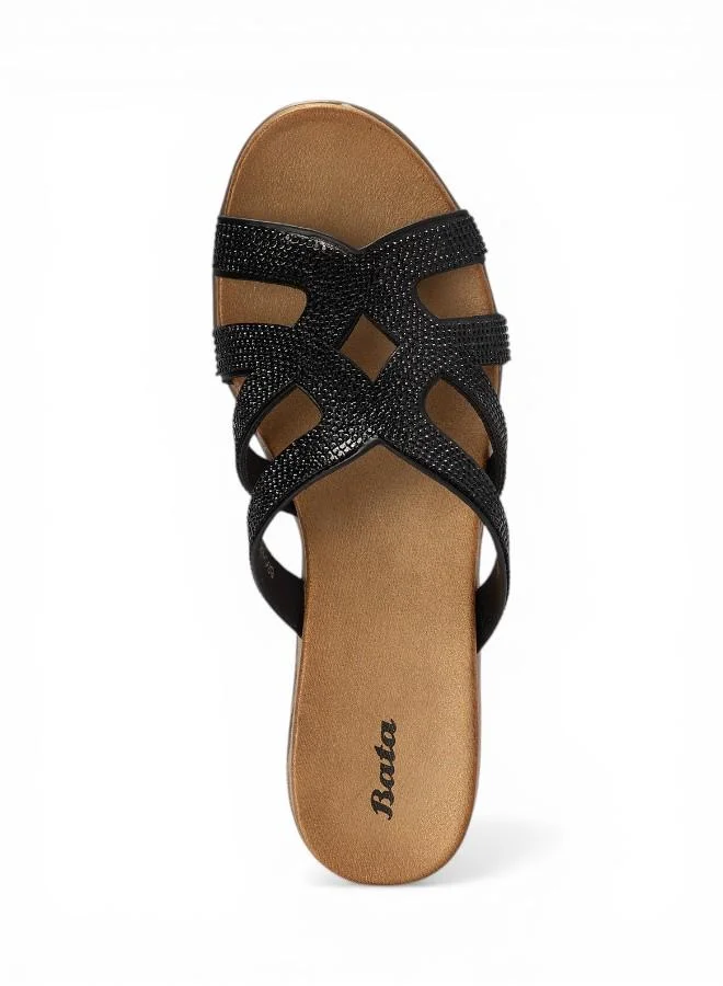 Bata Black Comfort Wedge Sandals for Women | Best Price UAE