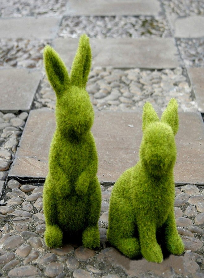 Zensounding Decorative Decorations for Easter Bunny Gifts, Moss Green Flocking Sculpture, Garden Courtyard Family Gathering Celebration Decorations (Small 2PCS Standing+Sitting) - Image 4