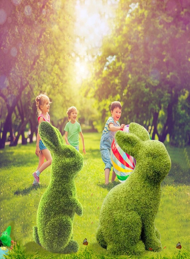 Zensounding Decorative Decorations for Easter Bunny Gifts, Moss Green Flocking Sculpture, Garden Courtyard Family Gathering Celebration Decorations (Small 2PCS Standing+Sitting) - Image 2