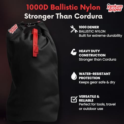 Yankum Ropes Yankum Ballistic Nylon Bag – Medium, Heavy Duty Tool Bag, Waterproof Travel Storage Bag, Perfect for Traveling, Outdoor Adventures & Emergency Gear Essentials (Black) - Image 2