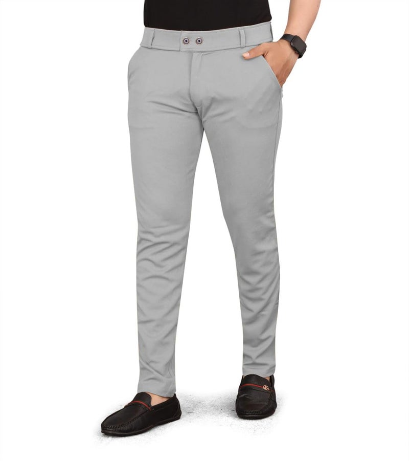 HARSHAD KUMAR & CO Men Mid Rise . Solid Lycra Slim Fit Stretchable Casual Wear Comfortable Formal Trousers Pants (36, Grey) - Image 2