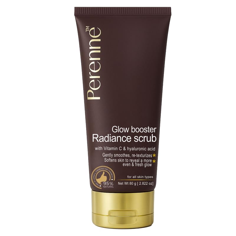 Perenne Glow Booster Scrub with Vitamin C, Hyaluronic Acid for All Skin Types (80 gm) - Detan , Exfoliates, Removes Dead Skin Cells, Deeply Cleanses, Detoxify Skin for Men and Women - Image 1