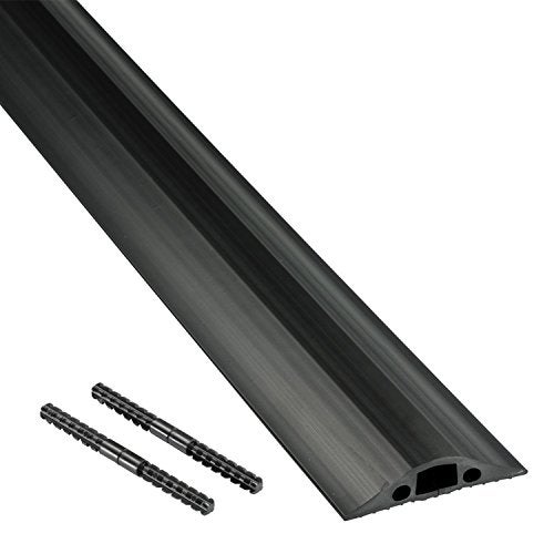 D-Line 6ft Floor Cord Cover, Made in USA Linkable Cable Protector, Hide Extension Cords, Protect Cords, Prevent Cable Trips, Cord Hider, Heavy Duty - Cord Cavity = 0.56" (W) x 0.35" (H) - Black - Image 1