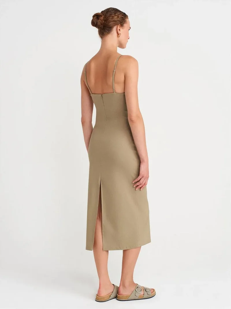 ديلفين DILVIN Sleeveless Bodycon Midi Dress
