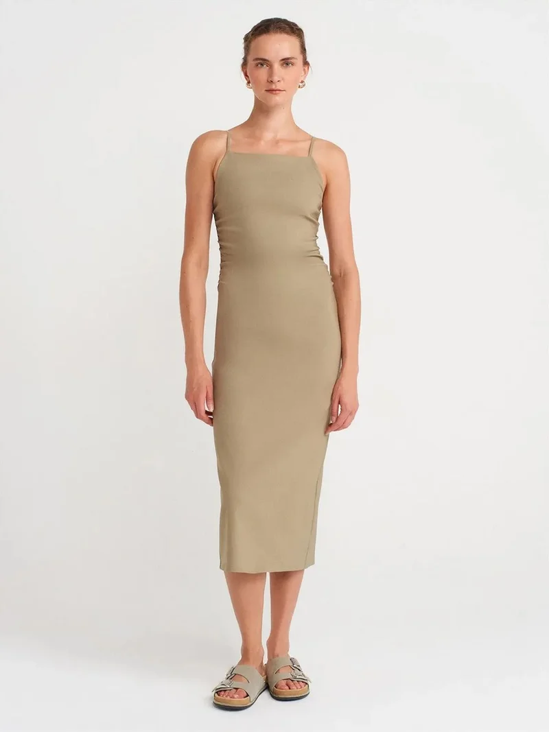 ديلفين DILVIN Sleeveless Bodycon Midi Dress
